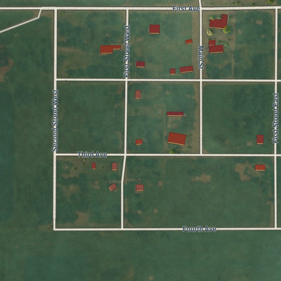 Close-up of the map of Venturia, North Dakota print showing street and building detail