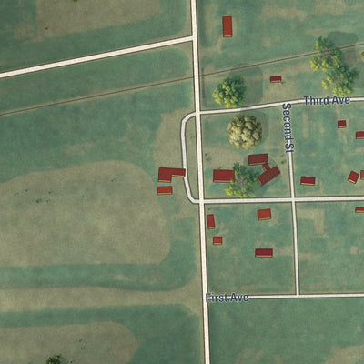 Second close-up of the map of Verona, North Dakota print showing more streets and buildings