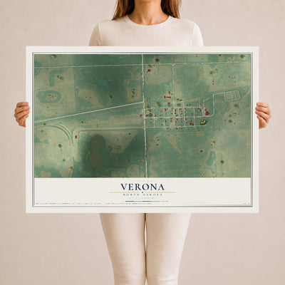 Map of Verona, North Dakota, 24 x 36 inch unframed archival matte print