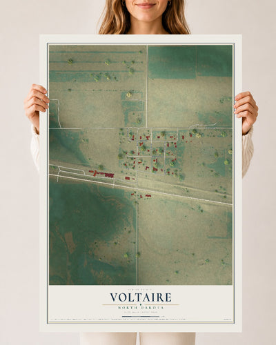 Map of Voltaire, North Dakota, 24 x 36 inch unframed archival matte print