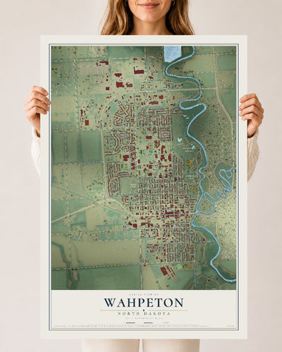 Map of Wahpeton, North Dakota, 24 x 36 inch unframed archival matte print