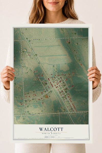 Map of Walcott, North Dakota, 18 x 24 inch unframed archival matte print