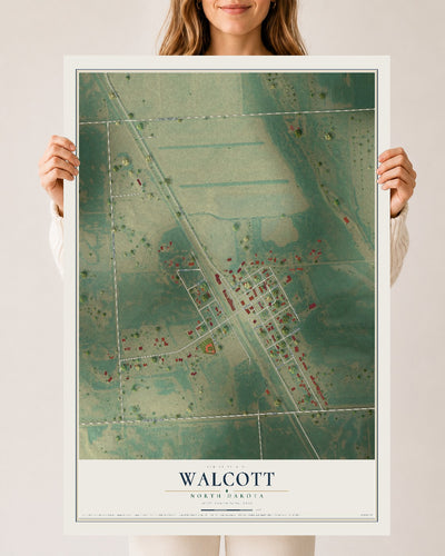 Map of Walcott, North Dakota, 24 x 36 inch unframed archival matte print