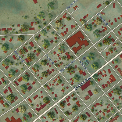 Close-up of the map of Walhalla, North Dakota print showing street and building detail