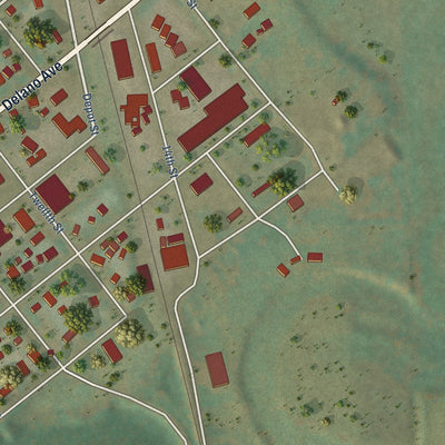 Second close-up of the map of Walhalla, North Dakota print showing more streets and buildings