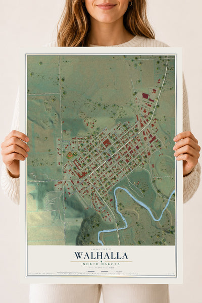 Map of Walhalla, North Dakota, 18 x 24 inch unframed archival matte print