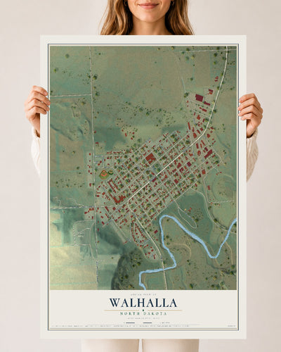 Map of Walhalla, North Dakota, 24 x 36 inch unframed archival matte print