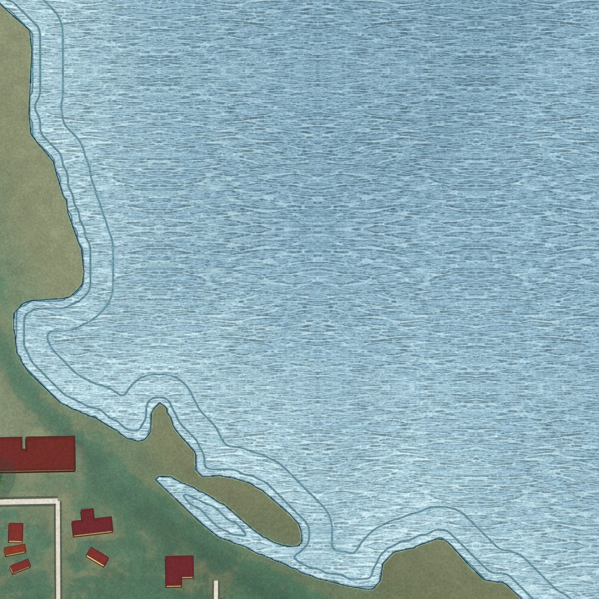 Close-up of the map of Warwick, North Dakota print showing street and building detail