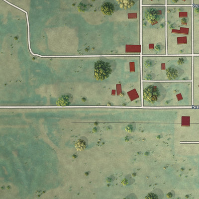 Second close-up of the map of Westhope, North Dakota print showing more streets and buildings