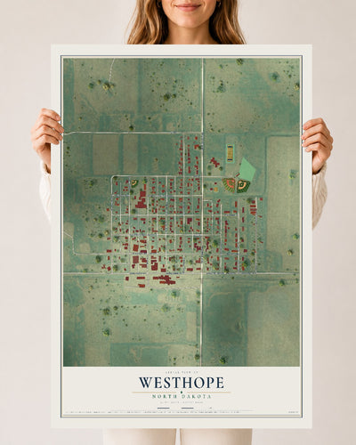 Map of Westhope, North Dakota, 24 x 36 inch unframed archival matte print
