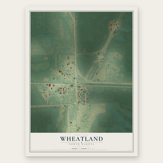Wheatland, North Dakota map print, the full design