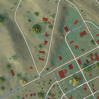 Close-up of the map of White Earth, North Dakota print showing street and building detail