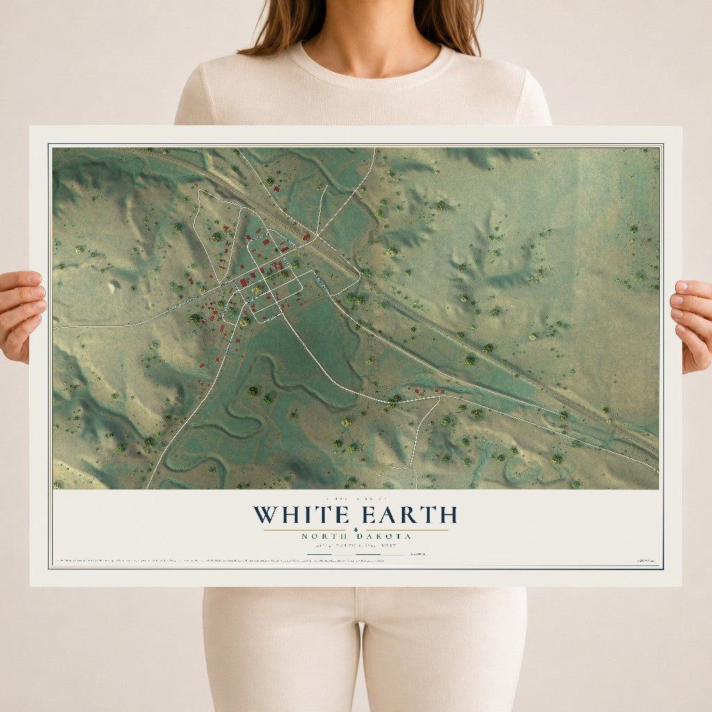 Map of White Earth, North Dakota, 18 x 24 inch unframed archival matte print