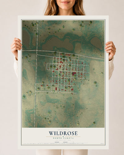 Map of Wildrose, North Dakota, 24 x 36 inch unframed archival matte print