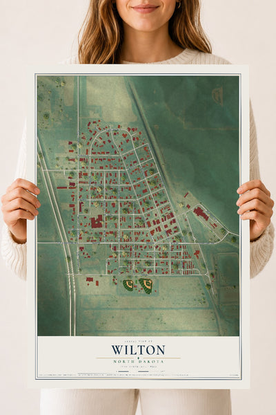 Map of Wilton, North Dakota, 18 x 24 inch unframed archival matte print