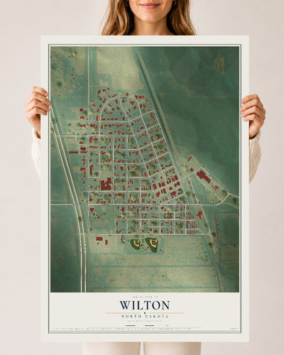 Map of Wilton, North Dakota, 24 x 36 inch unframed archival matte print