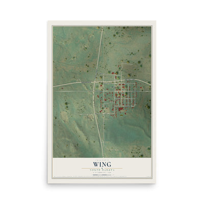 Map of Wing, North Dakota, 12 x 18 inch unframed archival matte print