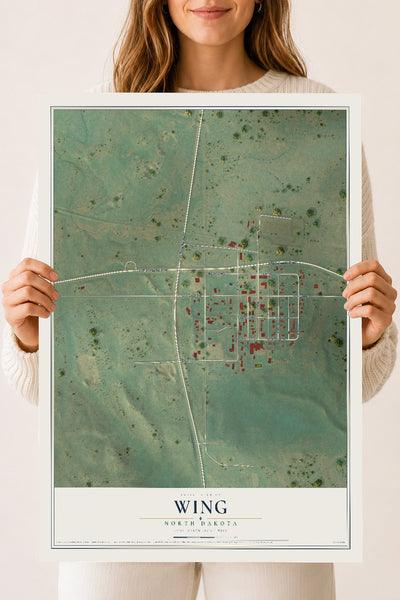 Map of Wing, North Dakota, 18 x 24 inch unframed archival matte print