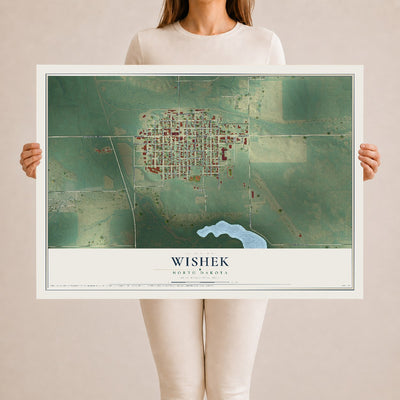 Map of Wishek, North Dakota, 24 x 36 inch unframed archival matte print