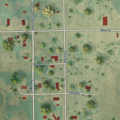 Close-up of the map of Wolford, North Dakota print showing street and building detail