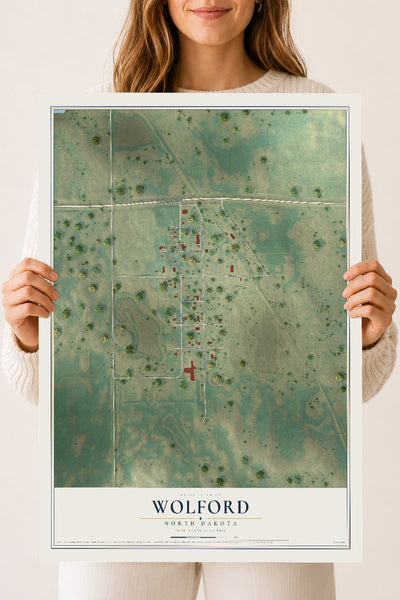 Map of Wolford, North Dakota, 18 x 24 inch unframed archival matte print