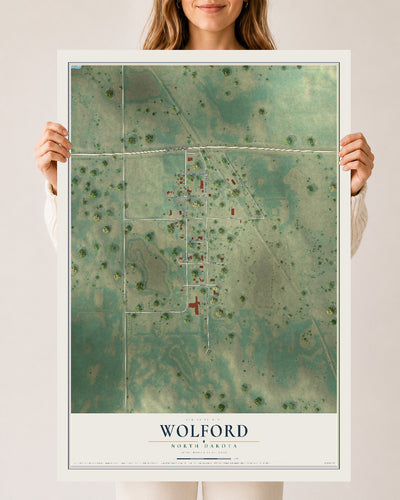 Map of Wolford, North Dakota, 24 x 36 inch unframed archival matte print