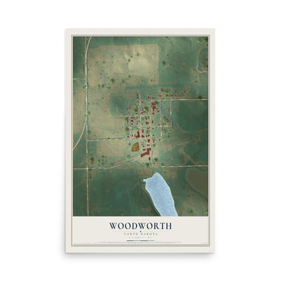 Map of Woodworth, North Dakota, 12 x 18 inch unframed archival matte print