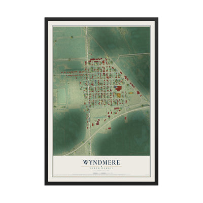 Map of Wyndmere, North Dakota, 12 x 18 inch print in a black wood frame
