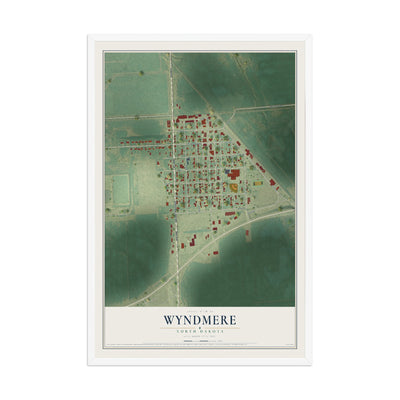 Map of Wyndmere, North Dakota, 12 x 18 inch print in a white wood frame