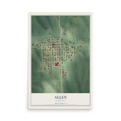 Map of Allen, Nebraska, 12 x 18 inch unframed archival matte print