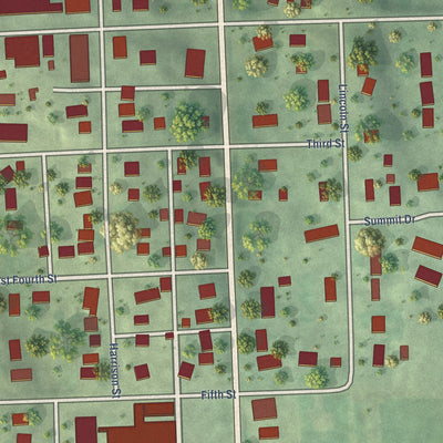 Close-up of the map of Allen, Nebraska print showing street and building detail