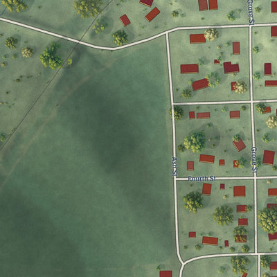 Second close-up of the map of Allen, Nebraska print showing more streets and buildings