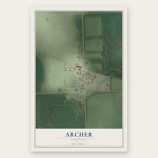 Archer, Nebraska map print, the full design