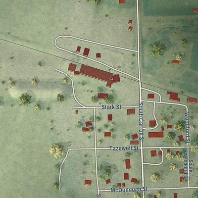 Close-up of the map of Archer, Nebraska print showing street and building detail