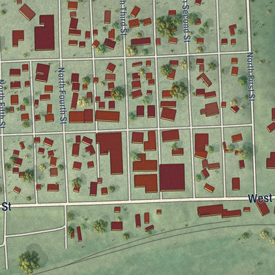 Second close-up of the map of Arlington, Nebraska print showing more streets and buildings