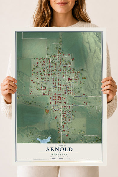 Map of Arnold, Nebraska, 18 x 24 inch unframed archival matte print