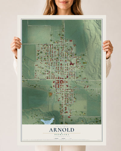 Map of Arnold, Nebraska, 24 x 36 inch unframed archival matte print