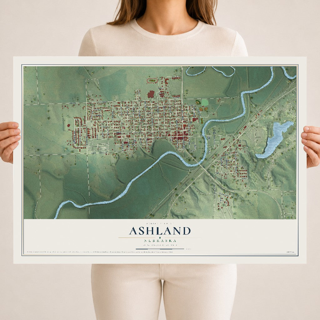 Map of Ashland, Nebraska, 18 x 24 inch unframed archival matte print