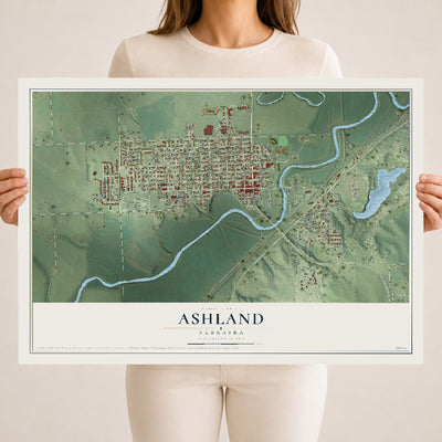 Map of Ashland, Nebraska, 18 x 24 inch unframed archival matte print