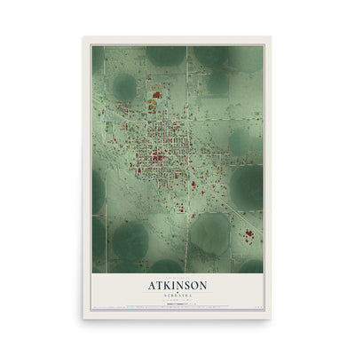 Map of Atkinson, Nebraska, 12 x 18 inch unframed archival matte print