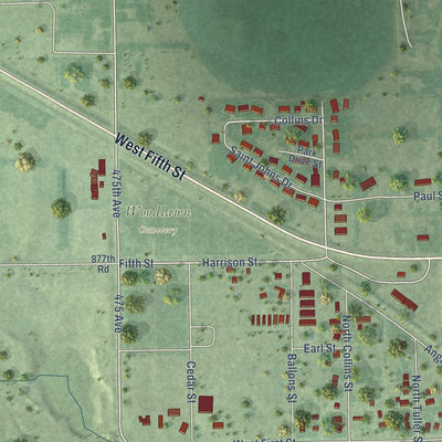 Second close-up of the map of Atkinson, Nebraska print showing more streets and buildings
