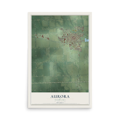 Map of Aurora, Nebraska, 12 x 18 inch unframed archival matte print