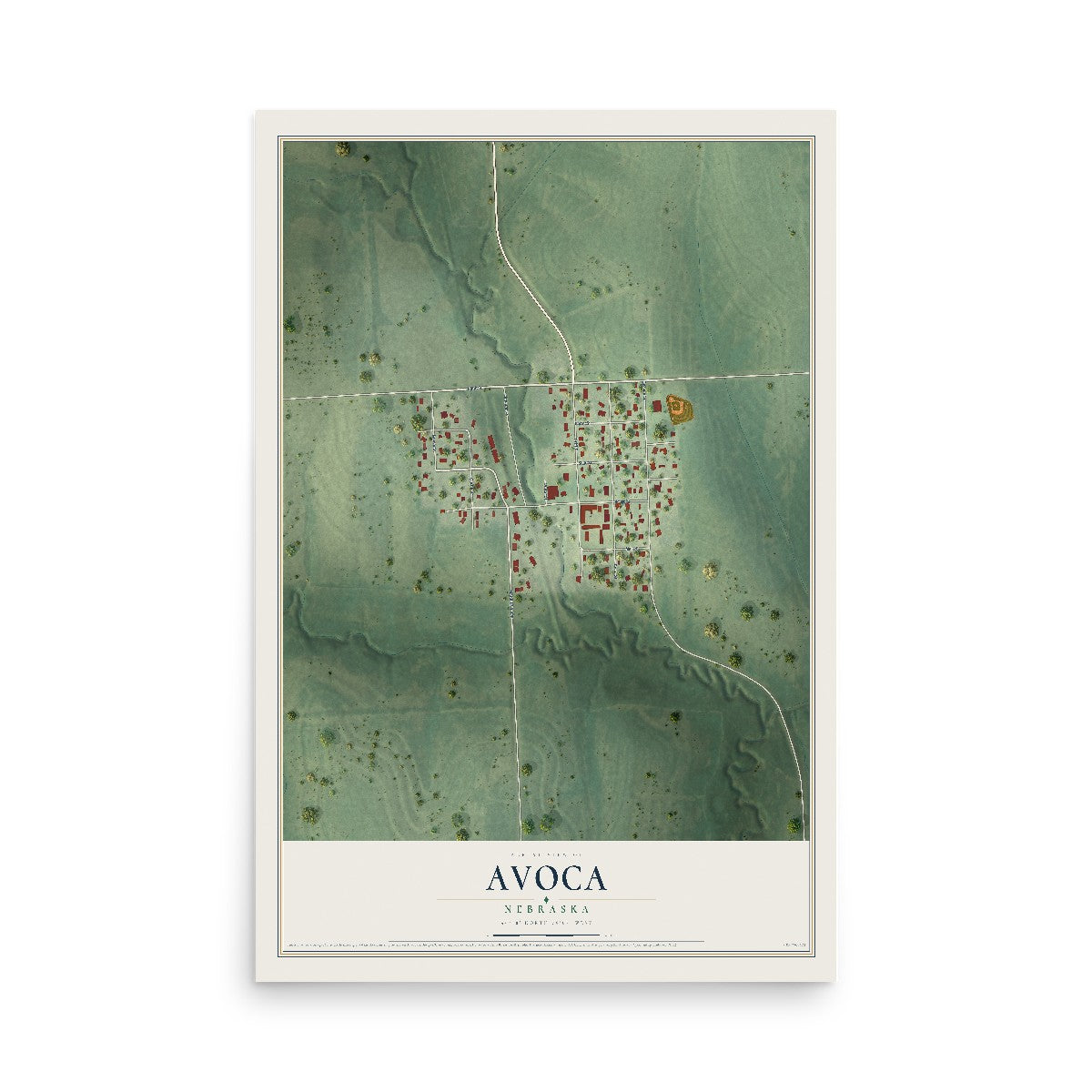 Map of Avoca, Nebraska, 12 x 18 inch unframed archival matte print