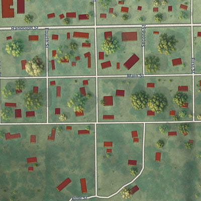 Close-up of the map of Bartlett, Nebraska print showing street and building detail