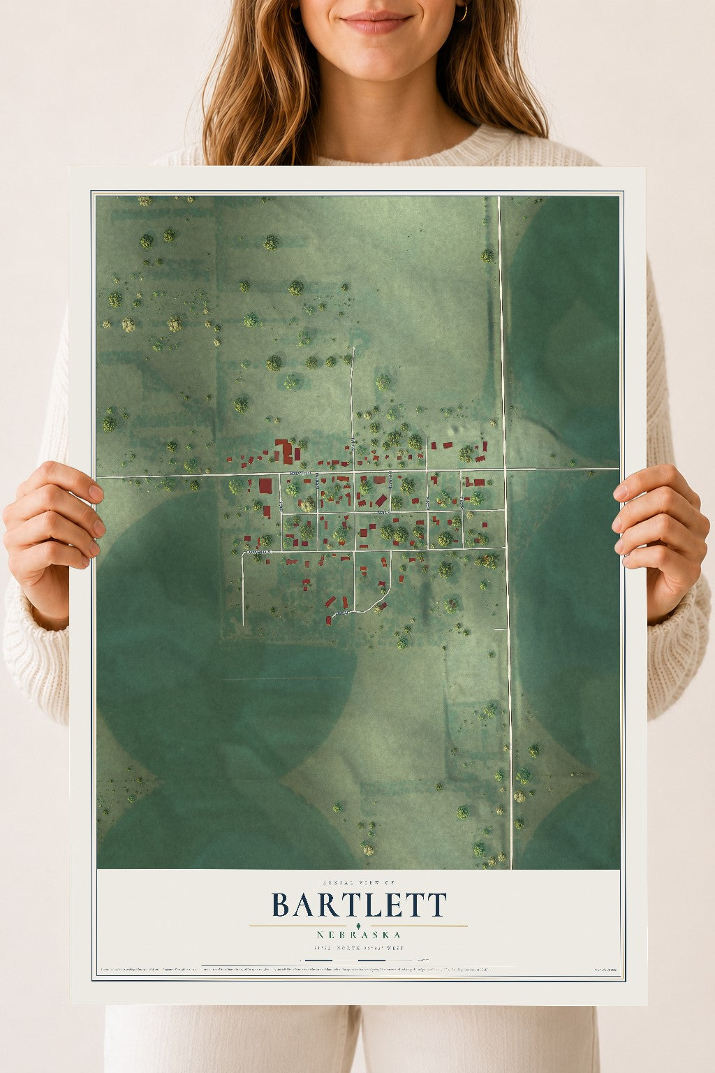 Map of Bartlett, Nebraska, 18 x 24 inch unframed archival matte print