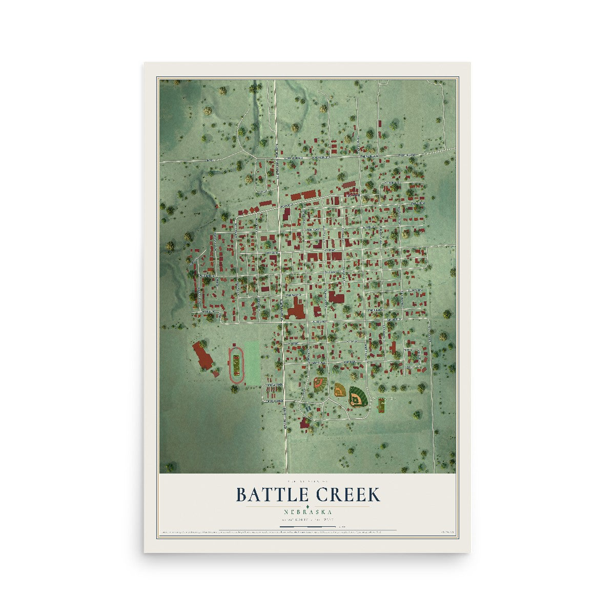 Map of Battle Creek, Nebraska, 12 x 18 inch unframed archival matte print