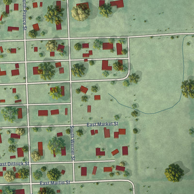 Second close-up of the map of Battle Creek, Nebraska print showing more streets and buildings