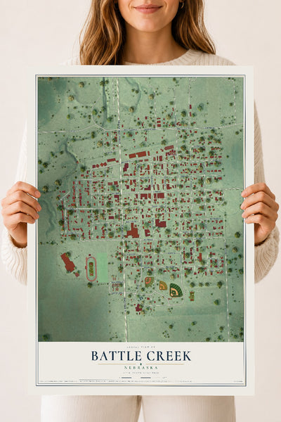 Map of Battle Creek, Nebraska, 18 x 24 inch unframed archival matte print