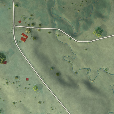 Second close-up of the map of Bazile Mills, Nebraska print showing more streets and buildings