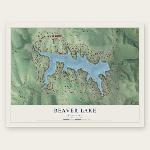 Beaver Lake, Nebraska map print, the full design